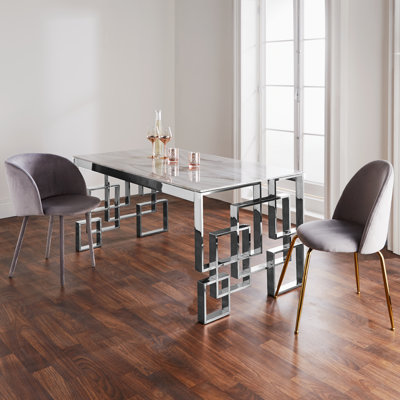 Arabi Glass Top Metal Base Dining Table