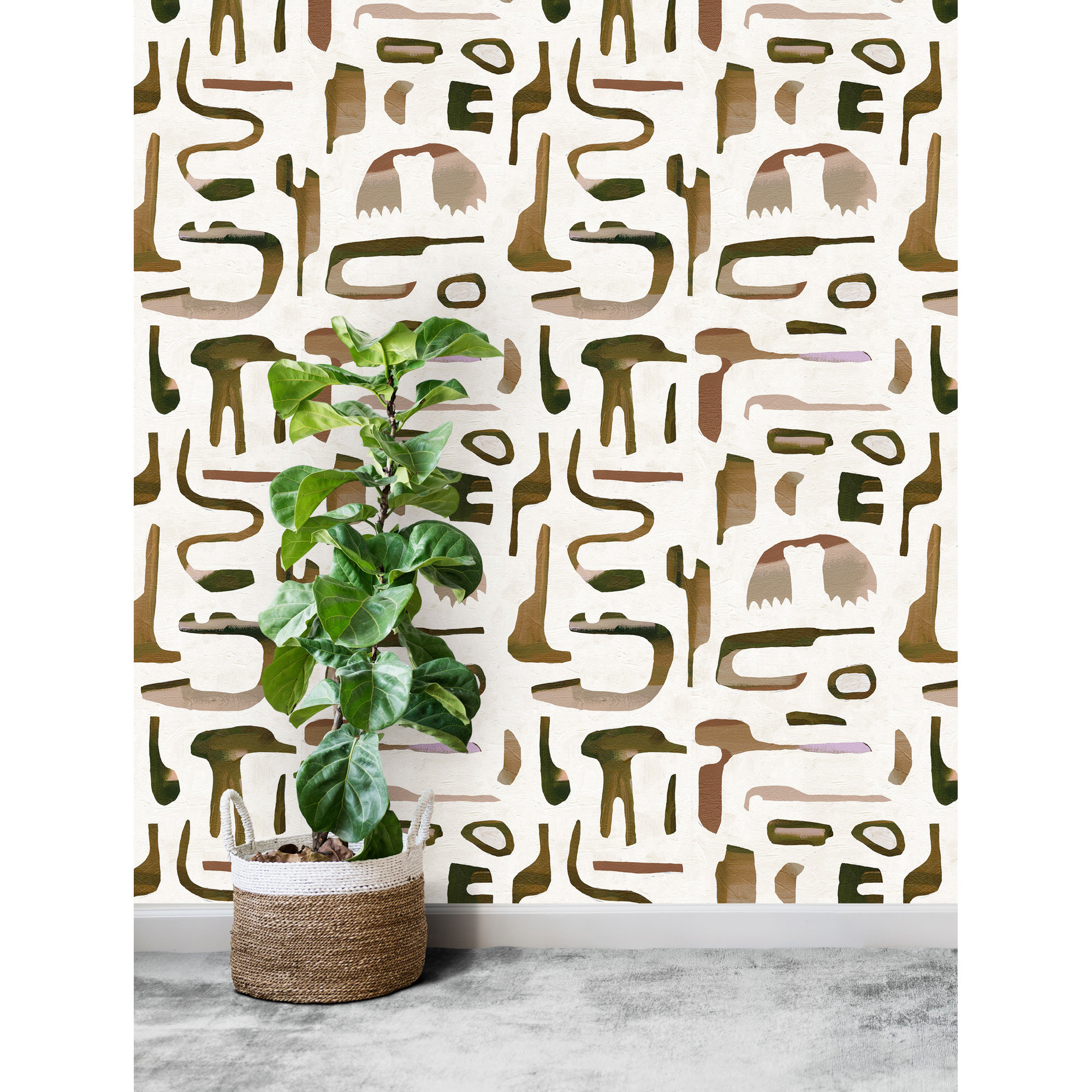 Dean Abstract Wallpaper, Brown/White
