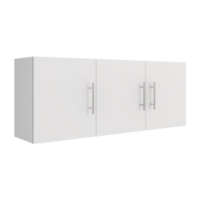  Armoire de buanderie murale, armoire de rangement murale en bois l 54 po x P 12 po x H 20 po, armoire à 3 portes avec fermeture en douceur et poignée en métal et tablette réglable, pour cuisine, garage, buanderie, salle de bain, blanc