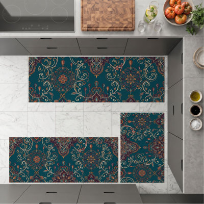 Paisley Floral Non-Slip Washable Kitchen Mats