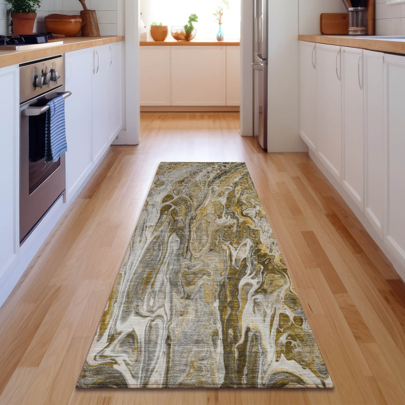 Tapis brun Cerrito AMF602 lavable à la machine de qualité supérieure, Tapis de couloir 2 pi 3 po x 7 pi 6 po