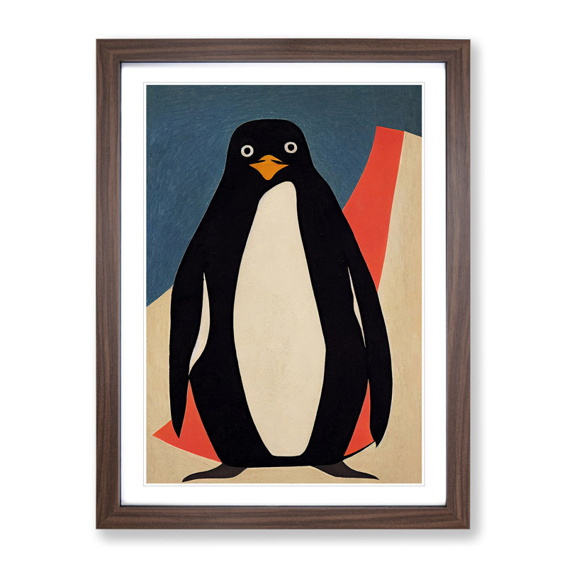 Penguin Abstract Art No.6 - Wall Art, No Matte, 64cm H x 46cm W, Walnut Frame