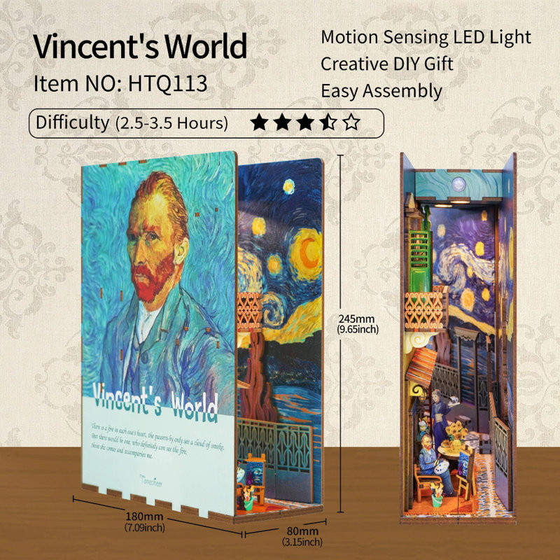 Ensemble de coin-livre bricolage 3D Vincent's World 80 pièces