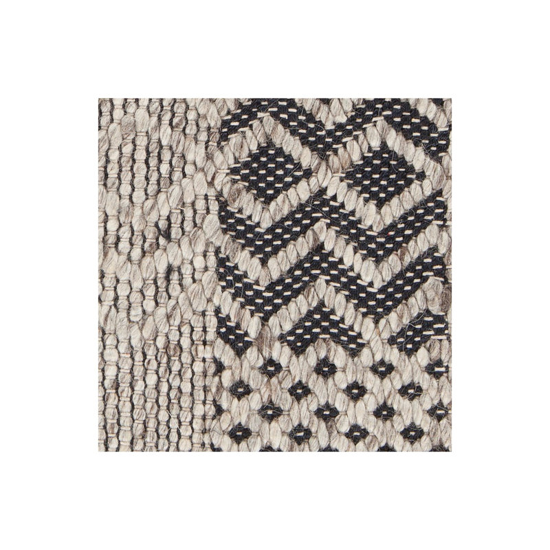Salona Patterned Handmade Black/Gray Wool Area Rug, Rectangle 7'9" x 10'6"