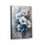 Cadre tendu tendu avec toile florale neutre «Blue & White Bloom» pour studio douillet-384131044