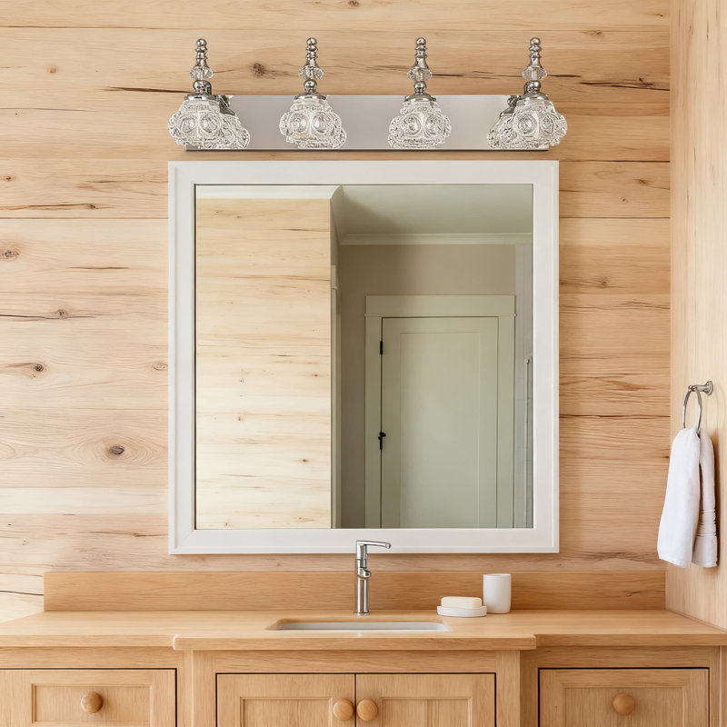 Modern Wall Sconce With Crystal Glass Shade Vanity Lighting For Bathroom And Indoor Spaces Vintage Industrial Style, Chrome