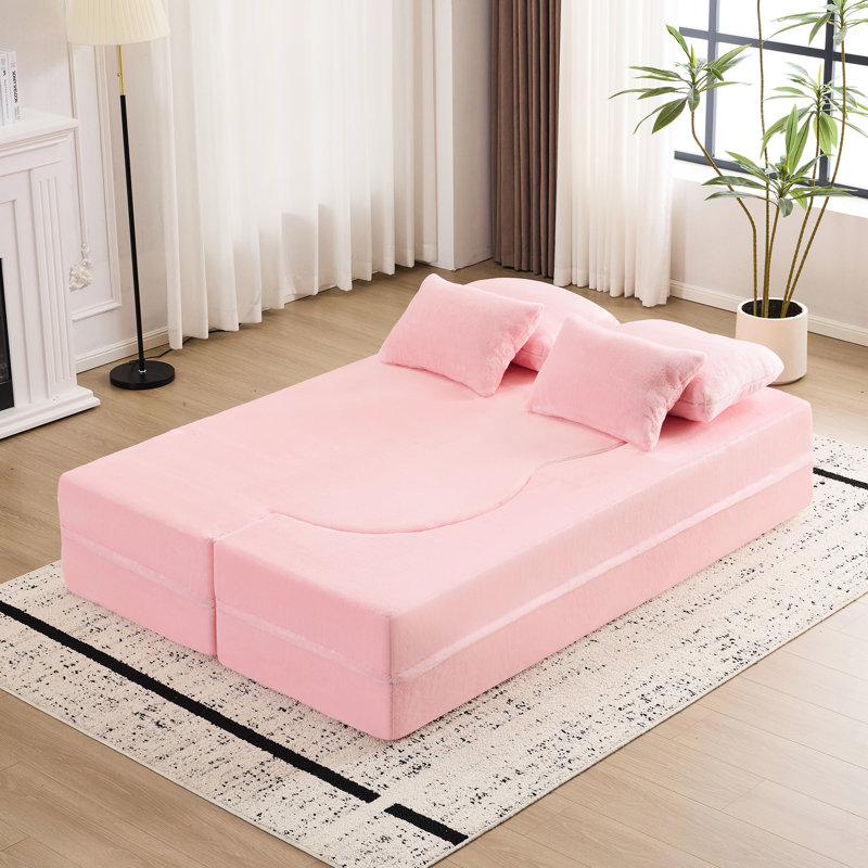 Grand canapé-lit pliable grand format - canapé-lit futon moelleux avec mousse haute densité, canapé-lit convertible, fausse fourrure douce, parfait pour le salon, la chambre à coucher et la chambre d'amis