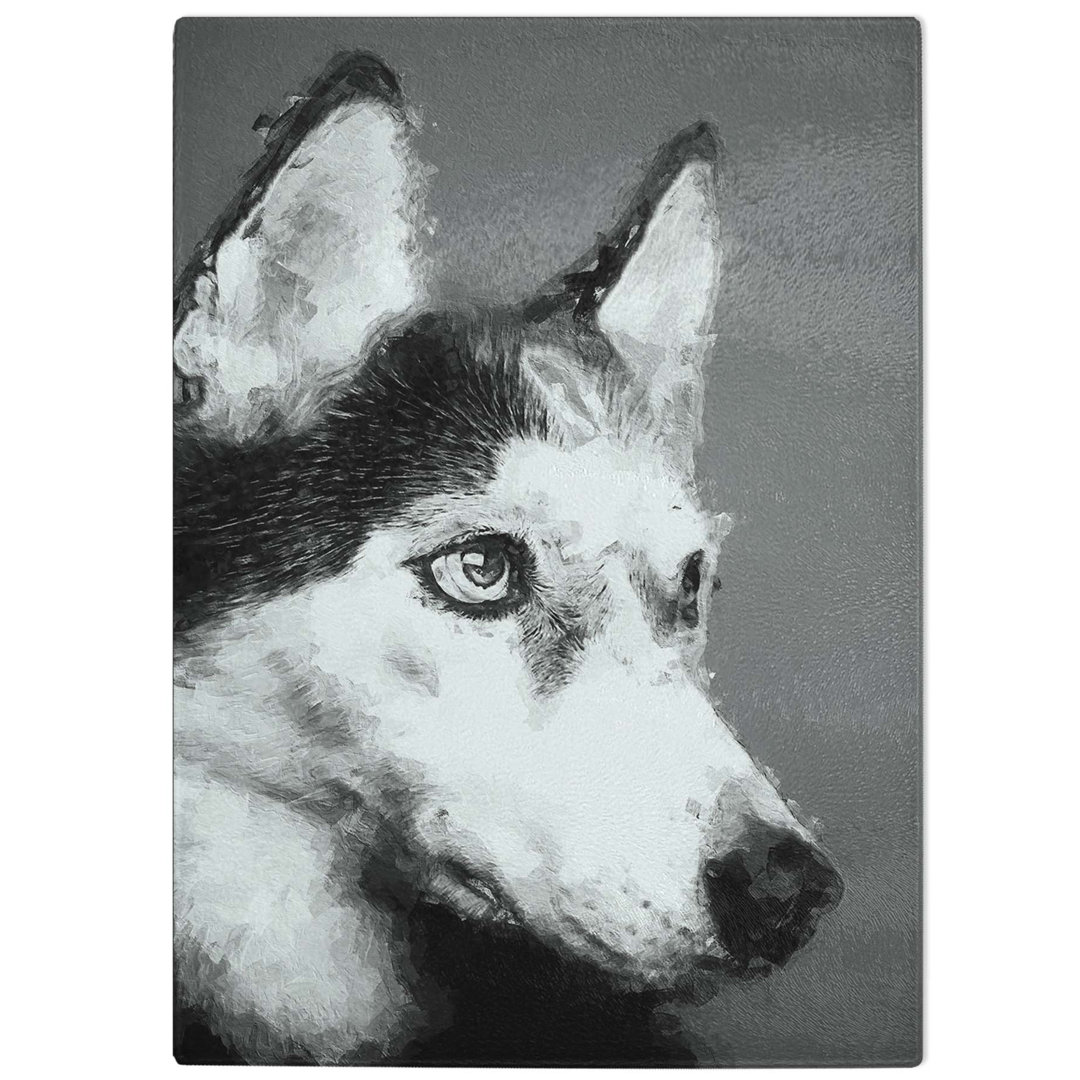 Glass Husky Dog in Abstract Chopping Board