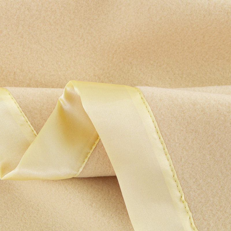 Full Taupe Fleece Reversible Blanket with Satin Trim