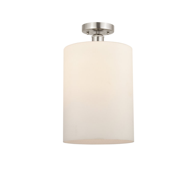 Plafonnier semi-encastré 9 po Anelise, Blanc mat, Nickel satiné brossé