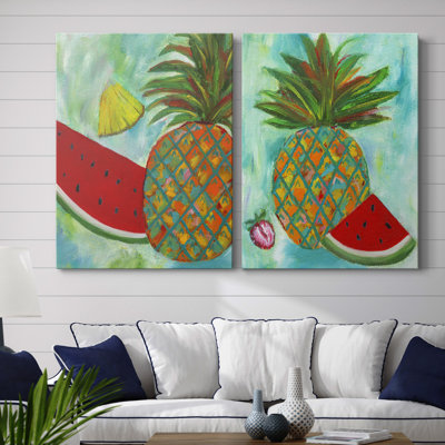 Ananas et melon d'eau I - ensemble de 2 reproductions d'art