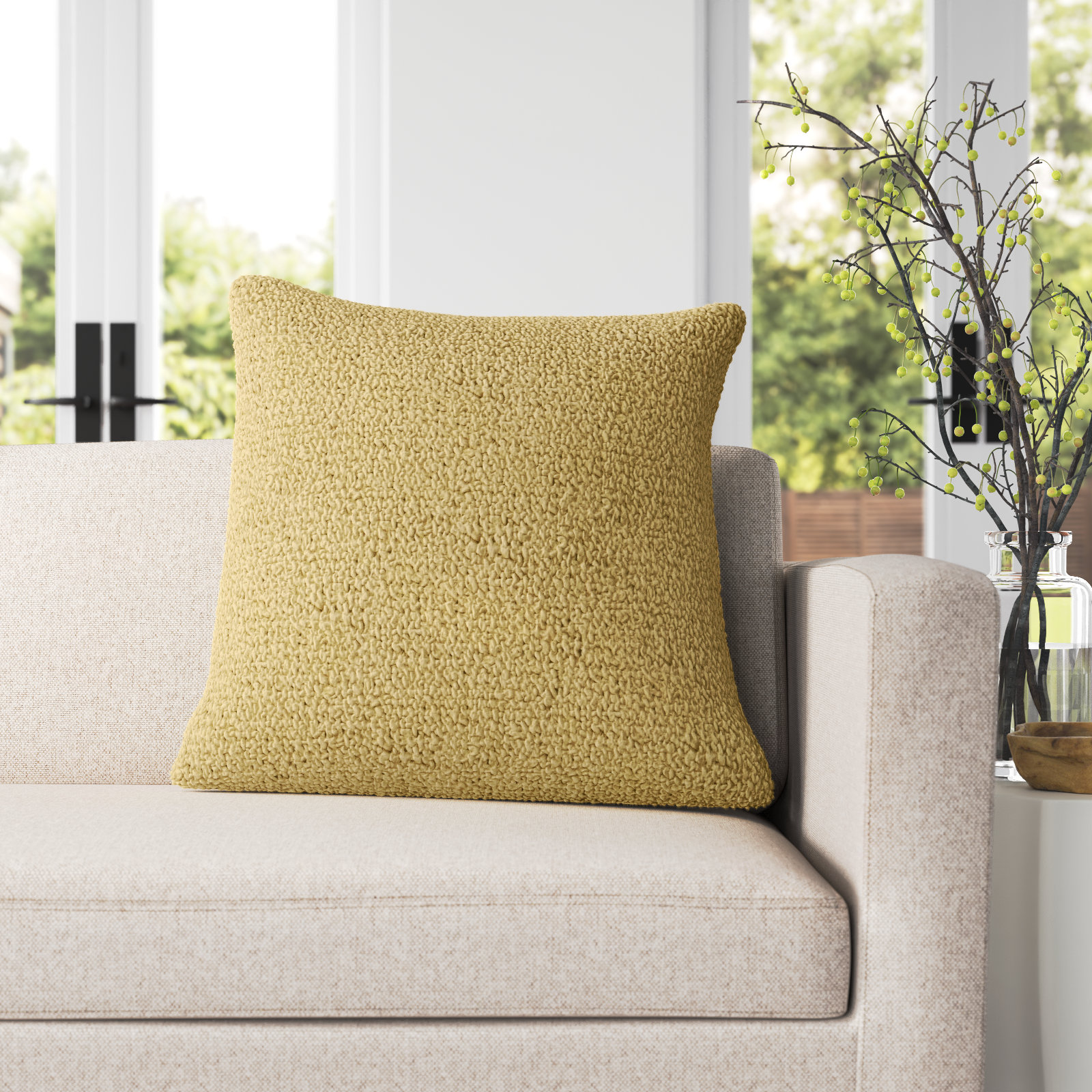 Throw Pillow, Beige, Pillow Cover Only - No Insert 