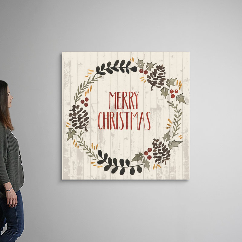 Reproduction d’art textuel sur toile, "Rustic Christmas II" par Grace Popp, H 16 po x l 16 po x P 1,25 po, Toile tendue