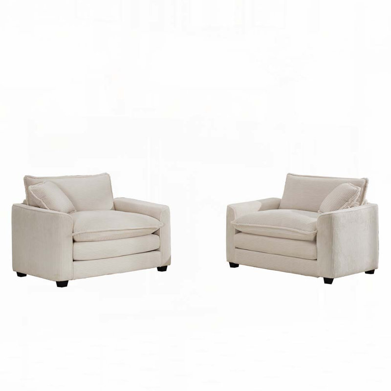 Fauteuil en velours côtelé 2 pièces, Beige
