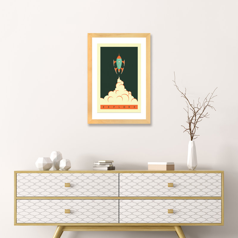 Explorez II, art encadré pour enfants, H 24 po x l 16 po x P 1 po, Papier encadré naturel