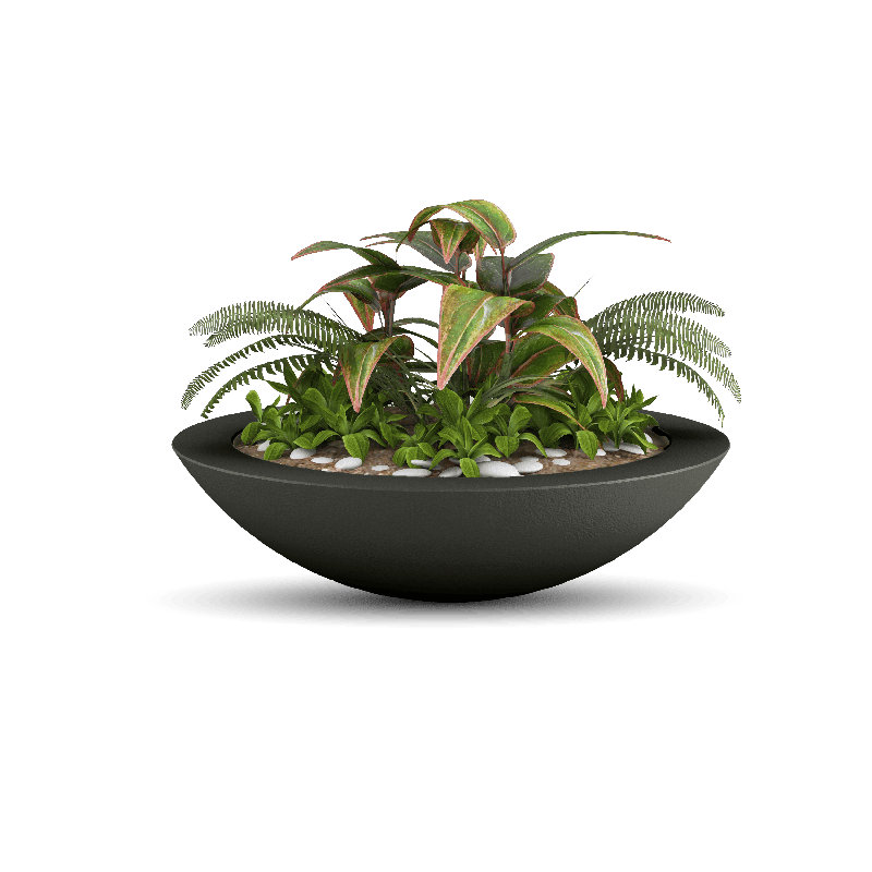 Oceanside Shallow Concrete Planter, French Gray, 8" H x 36" W x 36" D
