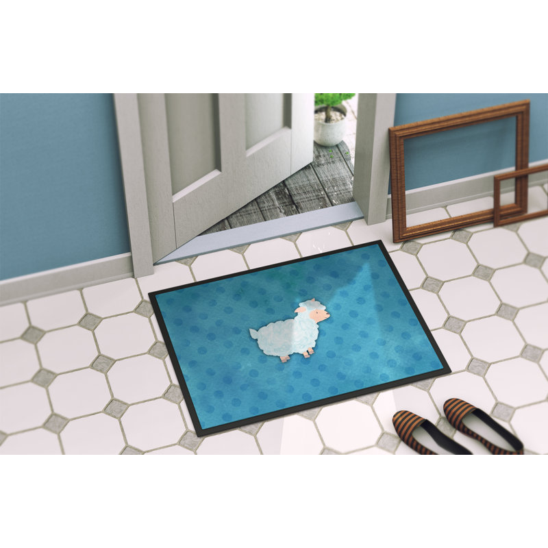 Finney Non-Slip Polka Dots Outdoor Doormat, 0.25" H x 27" W x 18" D