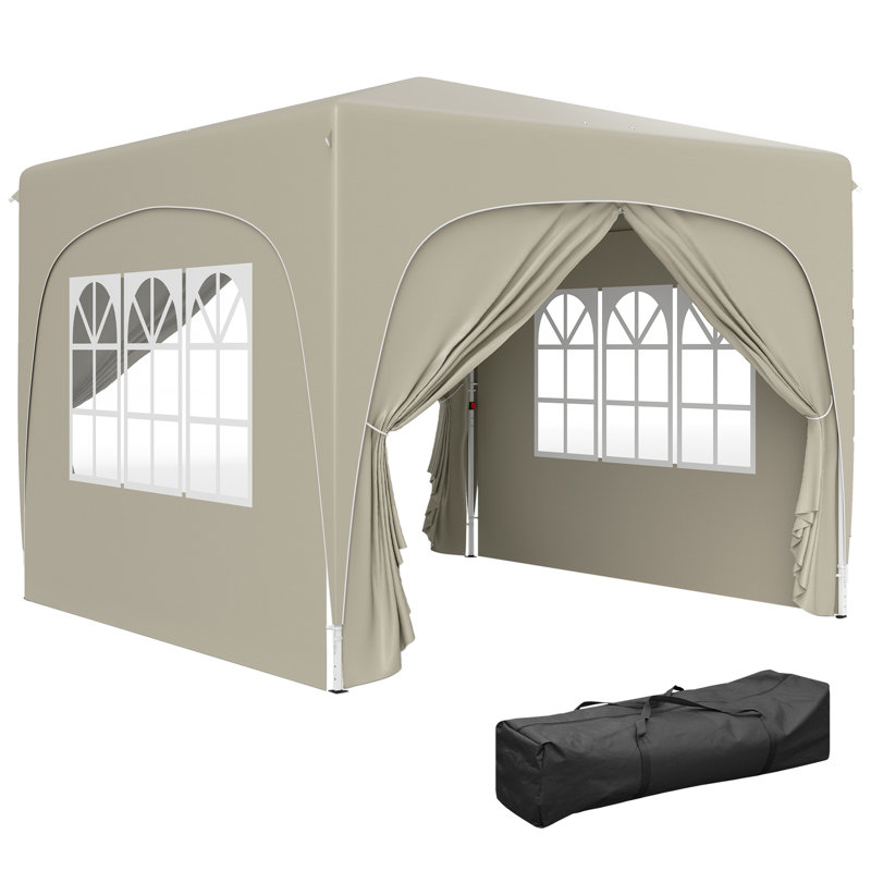 Outsunny 3 x 3(m) Pop Up Gazebo with Sides, Carry Bag, UPF50+, Brown
