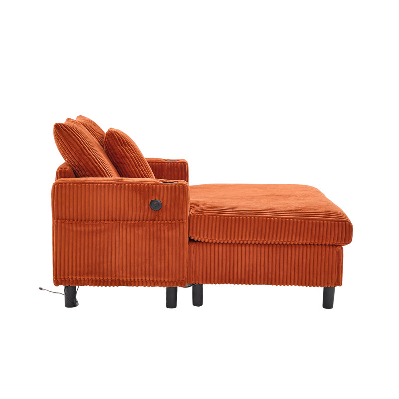 Chaise longue rembourrée 50 po, Orange