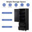 Armoire de rangement de 61,4 po de hauteur, armoire de rangement autoportante avec deux tiroirs et tablette réglable, panneau de fibres à densité moyenne avec finition peinte, noir