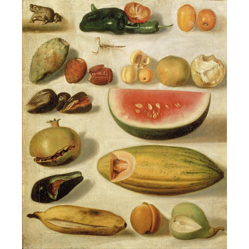 «Still Life with Fruit» par Herménovildo Bustos - Art mural sur toile tendue avec châssis, H 24 po x l 17 po