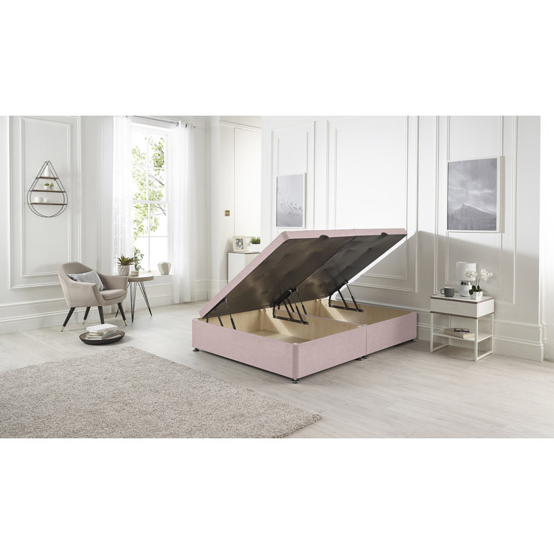 Orchid Side Opening Gas Lift Ottoman Bed Base Plush Velvet, Single (3'), Pink