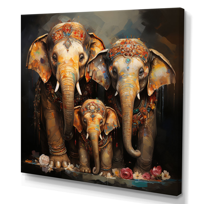 Art asiatique, éléphants thaïlandais VI - impression, H 24 po x l 24 po x P 1 po, Toile tendue