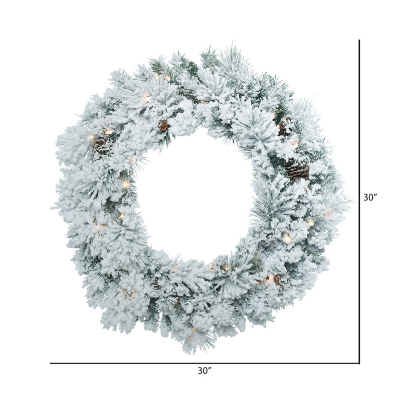 Vickerman Artificial Flocked Ashton Wreath, Yes