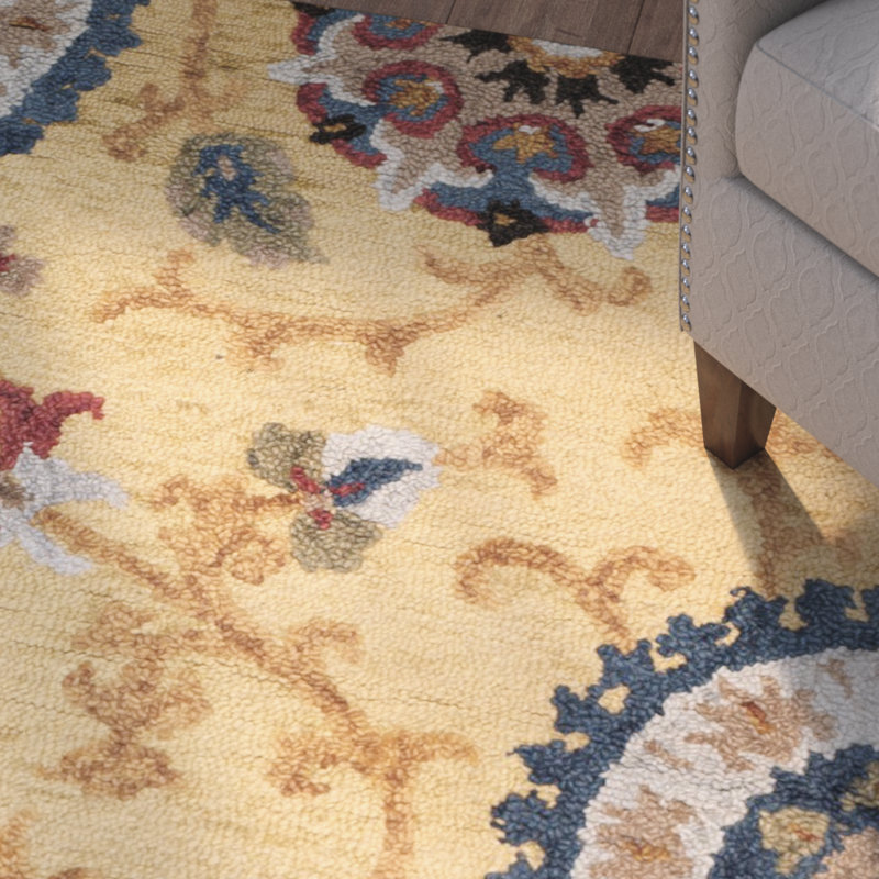 Tapis floral en laine touffeté à la main Taifa, Rectangulaire 3 pi x 5 pi