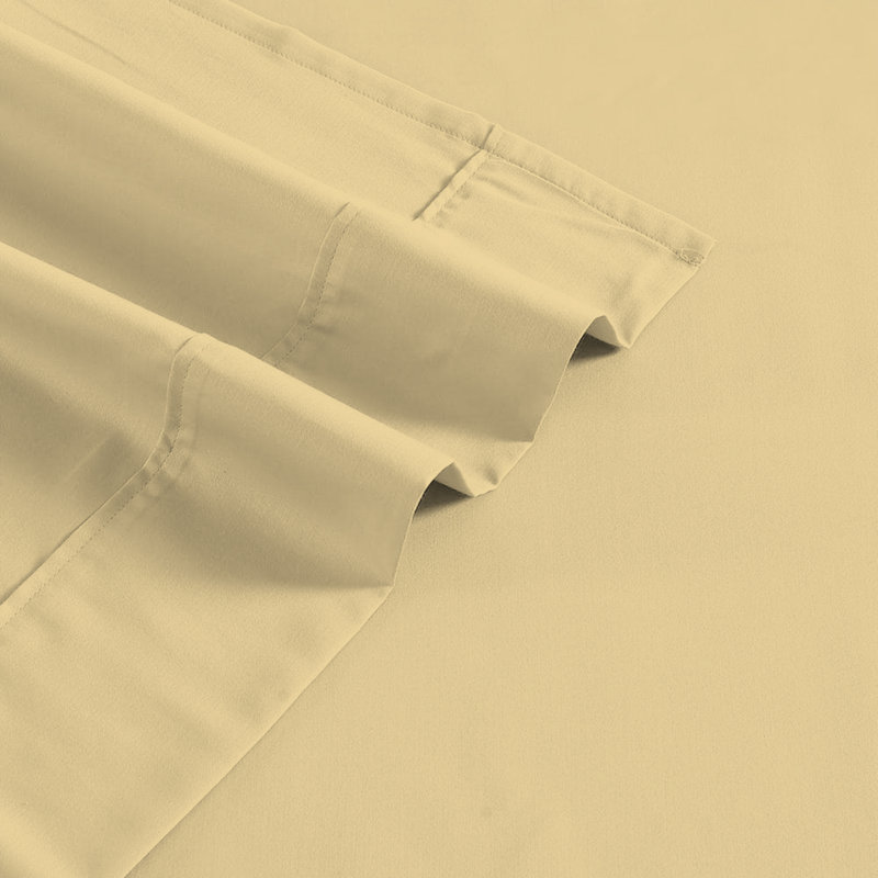 Ensemble de draps Ultimate Percale 100% coton, Ensemble de draps pour lit double avec 2 taies d'o, Jaune