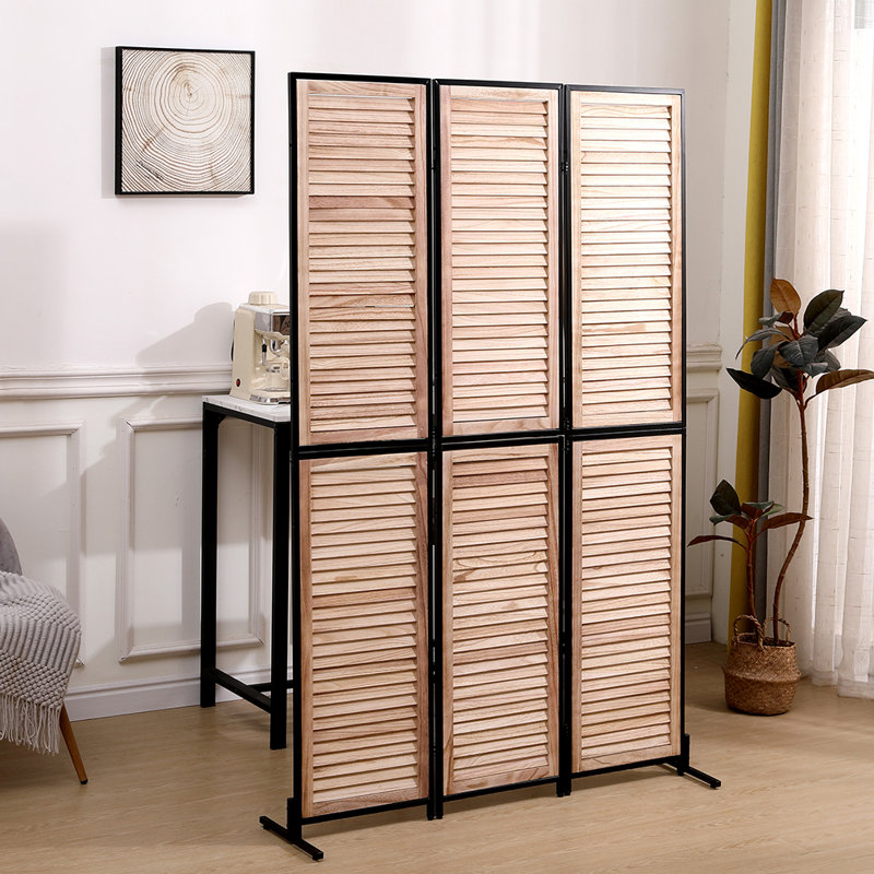 Cloison 3 panneaux en bois massif l 44 po x H 70 po Malena