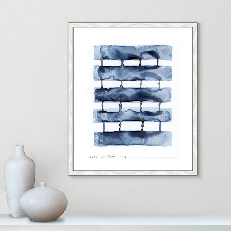 Gareth Stitched Together I by Nikki Galapon - Solid Wood Rectangle Print Single Piece Item on Canvas, White Wood Framed Paper
