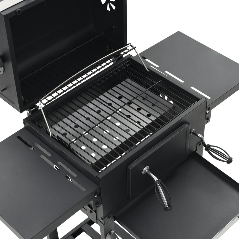 Charcoal-Fueled BBQ Grill with Bottom Shelf