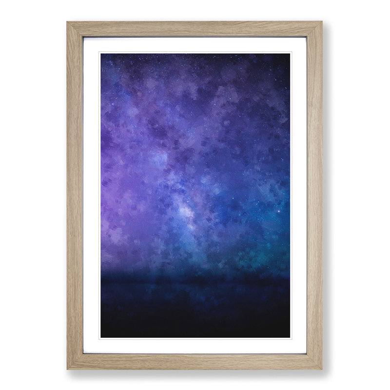 The Milky Way Stars Above Malta - Picture Frame Painting Print, 45cm H x 33cm W x 2cm D, Oak Framed