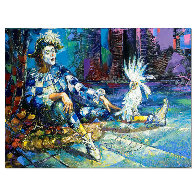 «The Harlequin and Parrot Contemporary», reproduction d'art sur toile tendue, H 8 po x l 12 po x P 1 po