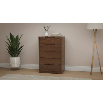 Kirsty Solid Wood 5 Drawers Chest Brown