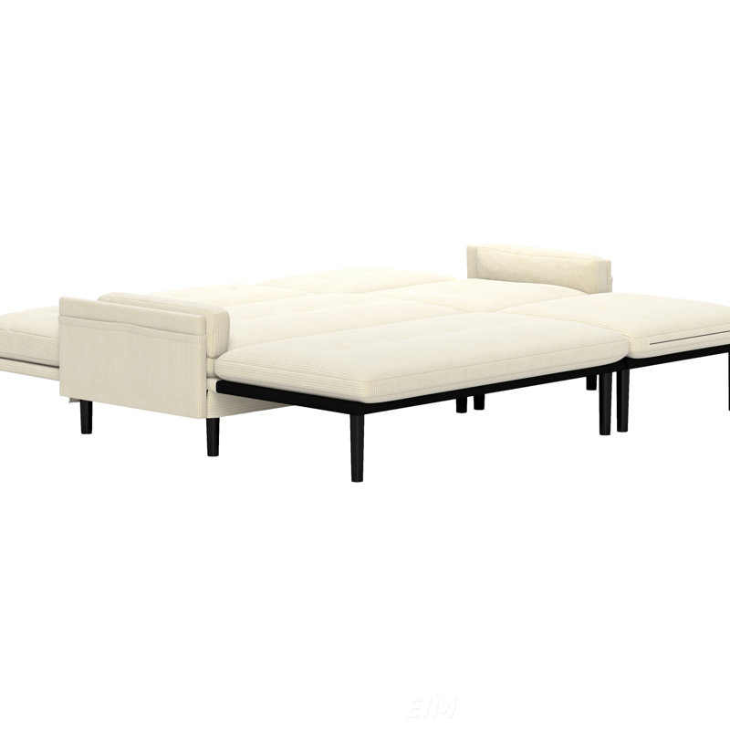 Canapé et lit en L ivoire convertible en L 3 places, multifonctionnel et confortable