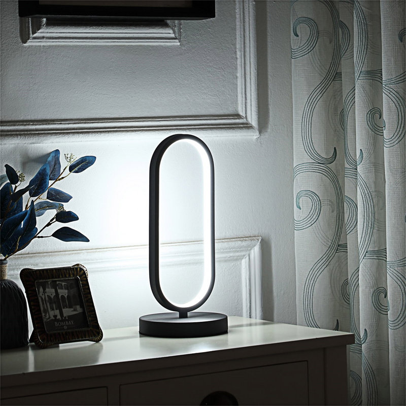 Lampe de table ovale contemporaine en métal à DEL