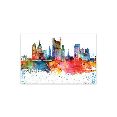 Philadelphie, aquarelle colorée, impression sur toile acrylique