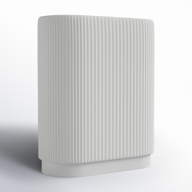 Vase en céramique Brix, H 12 po x l 10 po x P 5 po, Blanc