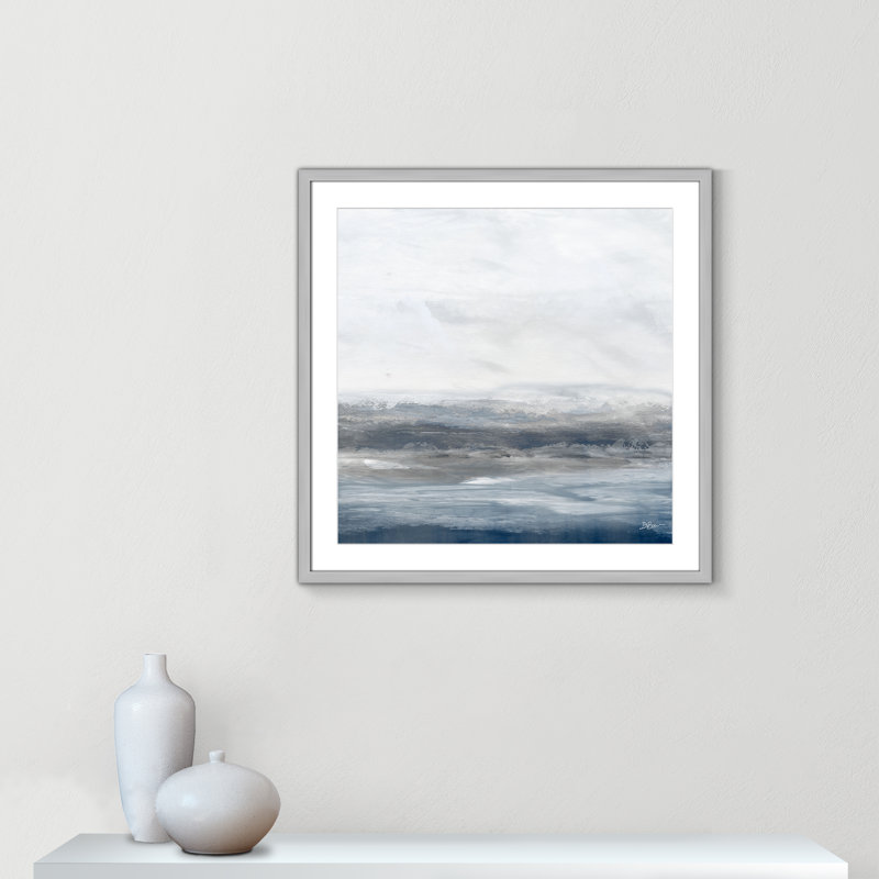 Océan - version carrée par Denise Brown, H 27,5 po x l 27,5 po x P 1,25 po, Oui, Cadre simple argenté