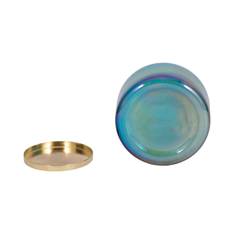Sagebrook Home 5" 23 Oz Verbena Luster Lidded Candle, Green/Gold, Blue/Gold