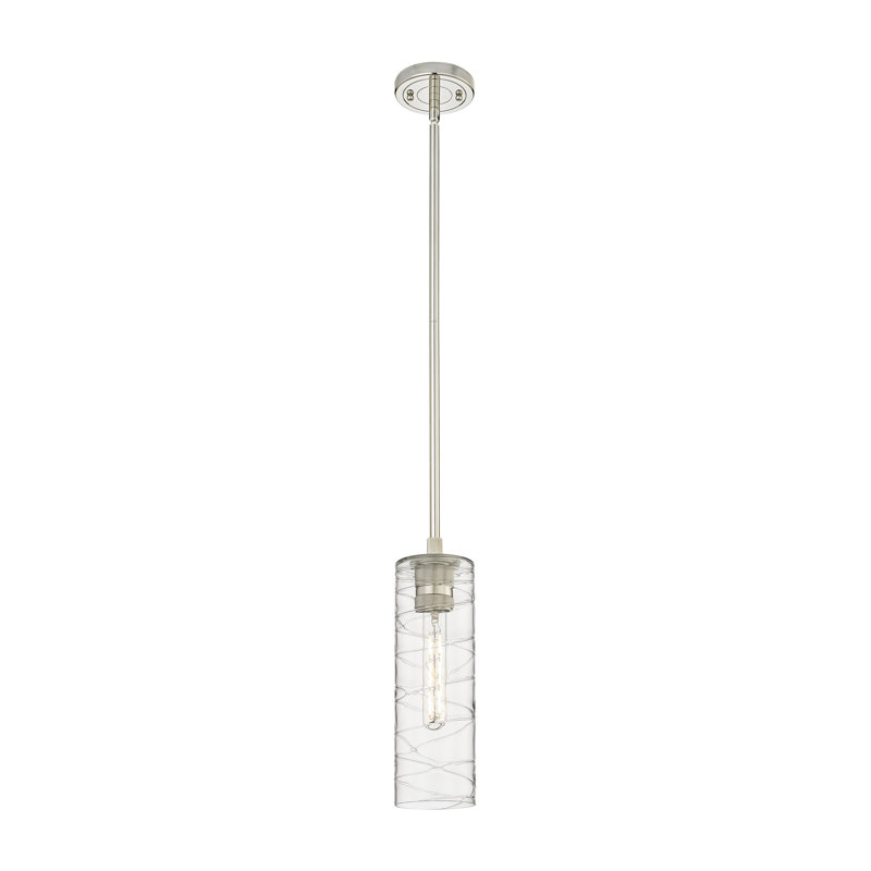 Luminaire suspendu 1 tige Crown Point, H 13,25 po x l 4,5 po x P 4,5 po, Tourbillon déco, Nickel poli