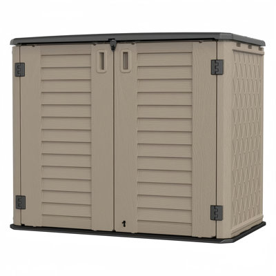 Decksplore 255 Gallons Resin Outdoor Storage Cabinet, Waterproof & Lockable