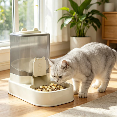 Mangeoire automatique pour animaux de compagnie et distributeur d'eau automatique antidérapant à grande capacité, jaune