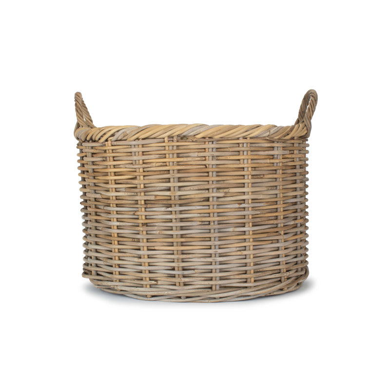 Lugowe Rattan Log Carrier Basket with Lining, 38cm H x 57cm W x 50cm D