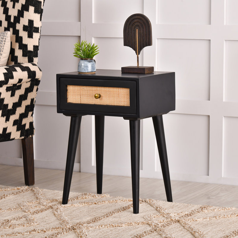 Orlanda 18'' W Solid Wood Nightstand, Black/Brown