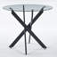 Table de salle à manger noire avec pieds croisés en métal et verre trempé, table de cuisine moderne pour le salon