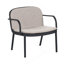 Fauteuil club d'extérieur en PP, structure noire avec coussin beige, ensemble de 2