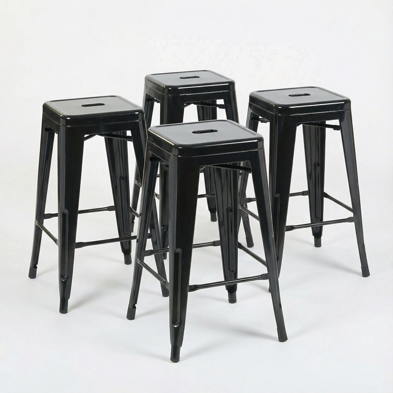 Counter Stool with Metal Frame, Black